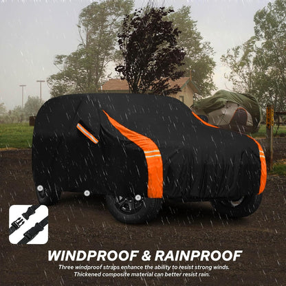 10-Layer Car Cover Waterproof All Weather for Automobiles, Soft Cotton Lining Outdoor Full Covers with Door Zipper, Universal Fit for Sedan 196"-208" L, Size A6 (See Size Chart)