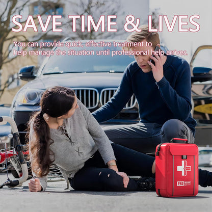 First Aid Kit, Professional Trauma First Aid Kit with Labelled Compartments Molle System for Car, Hiking, Backpacking, Camping, Traveling, and Cycling