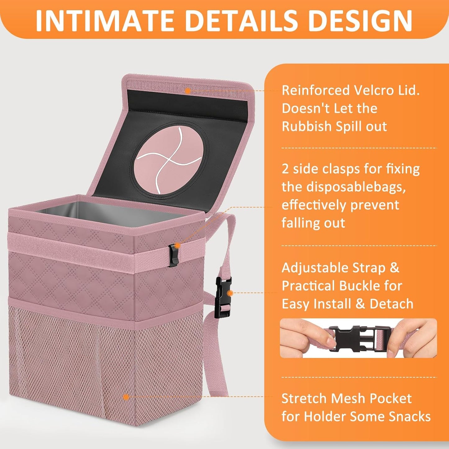 Vankor Car Trash Can Bin with Lid Hanging for Back Seat, Car Accessories for Women Men Leak Proof Automotive Garbage Cans Leakproof Vehicle Trash Can for Truck SUV Black