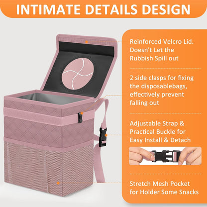 Vankor Car Trash Can Bin with Lid Hanging for Back Seat, Car Accessories for Women Men Leak Proof Automotive Garbage Cans Leakproof Vehicle Trash Can for Truck SUV Black