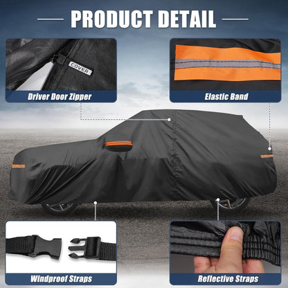X AUTOHAUX Car Cover for Honda Civic Sedan/Coupe 210D-PU Outdoor Full Car Cover All Weather with Door Zipper for Waterproof Windproof Sun Rain Snow Protection