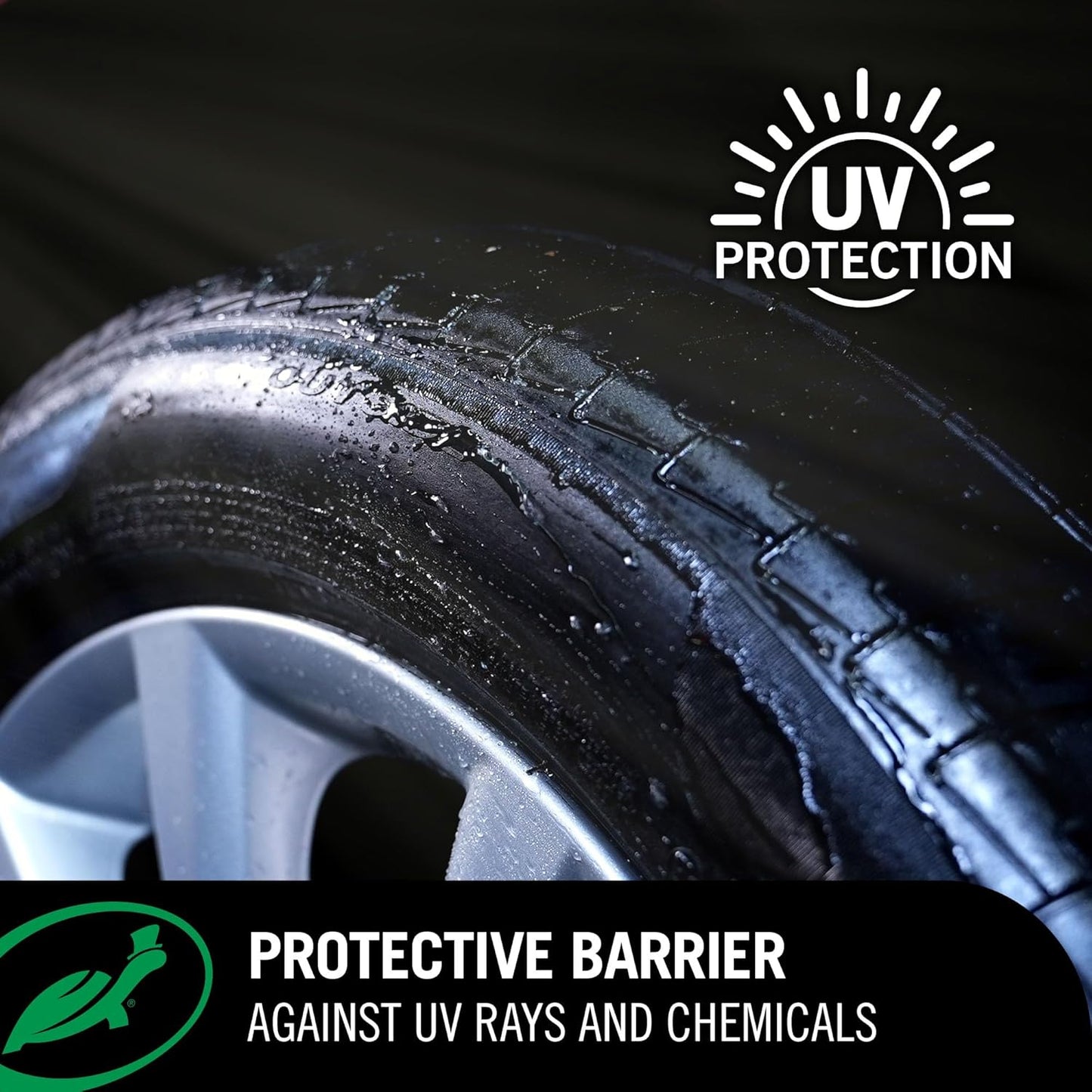 Turtle Wax Hybrid Solutions Graphene Acrylic Tire Shine Spray Coating, Long-Lasting Rich Black Shine, No-Sling, Water-Resistant Tire Dressing with UV and Dirt Repellent Protection, 23oz (Pack of 1)