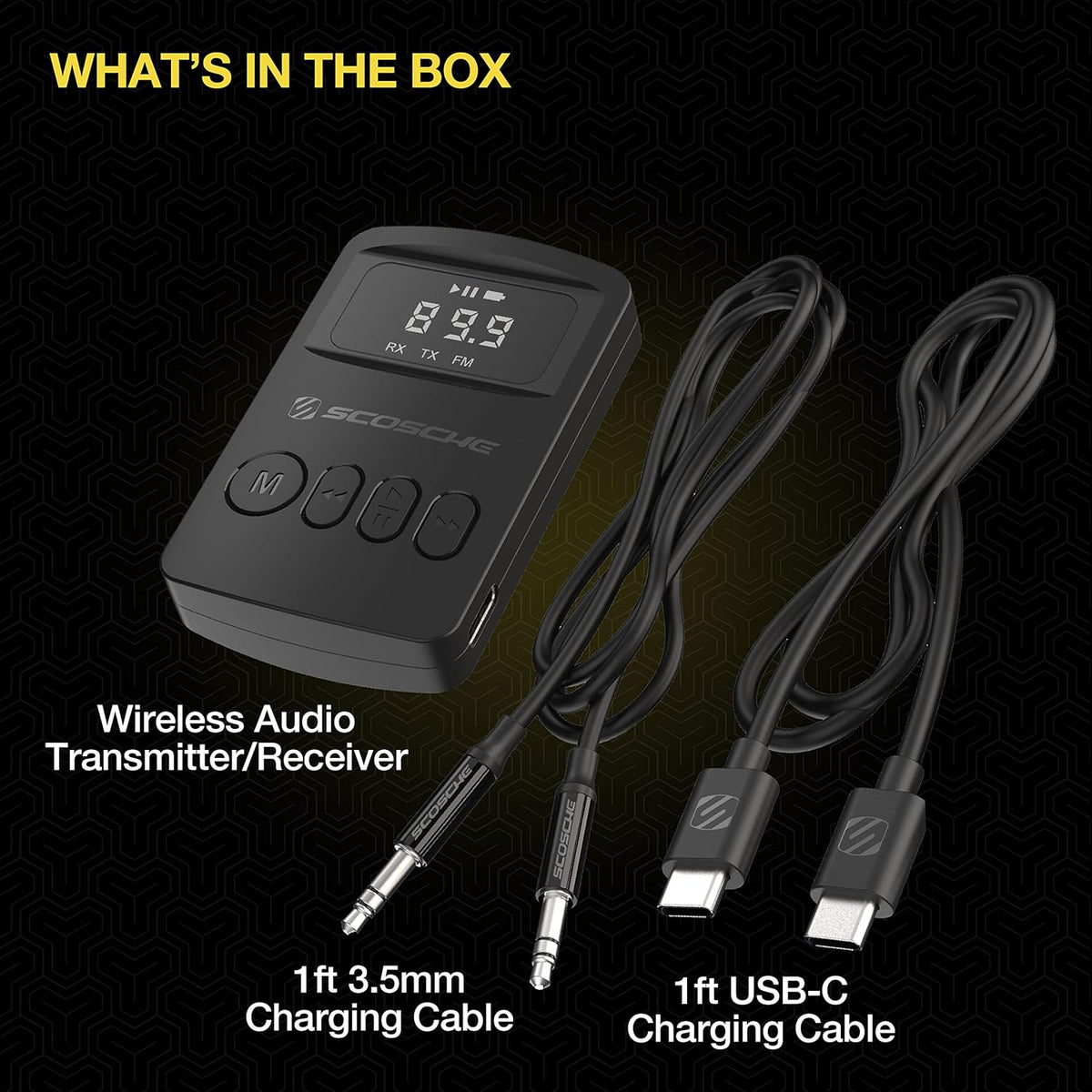 Scosche BTAXS2 Hands-Free Audio Kit, Bluetooth Receiver for Car Stereo with Noise Cancelling and Relocation Mount, 3.5mm Bluetooth Adapter for Car Radio AUX input Compatible with Siri/Google Assistant
