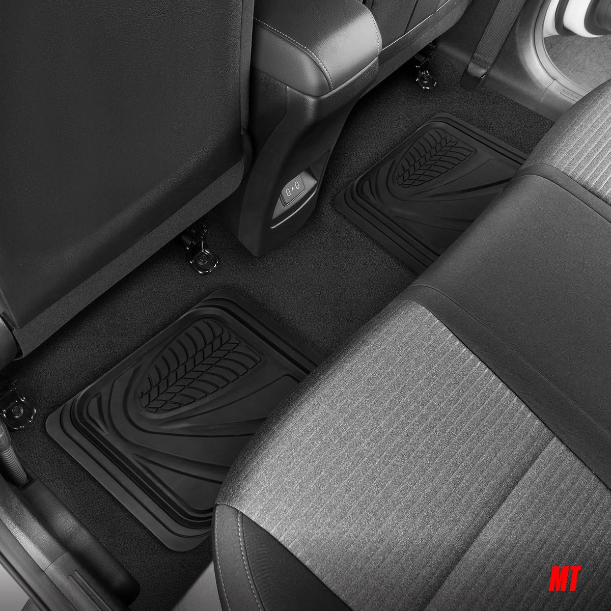 Motor Trend FlexTough Performance All Weather Rubber Car Floor Mats - 3 Piece Floor Mats Automotive Liners for Cars Truck SUV, Heavy-Duty Waterproof (Black)