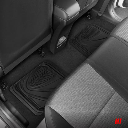 Motor Trend FlexTough Performance All Weather Rubber Car Floor Mats - 3 Piece Floor Mats Automotive Liners for Cars Truck SUV, Heavy-Duty Waterproof (Black)