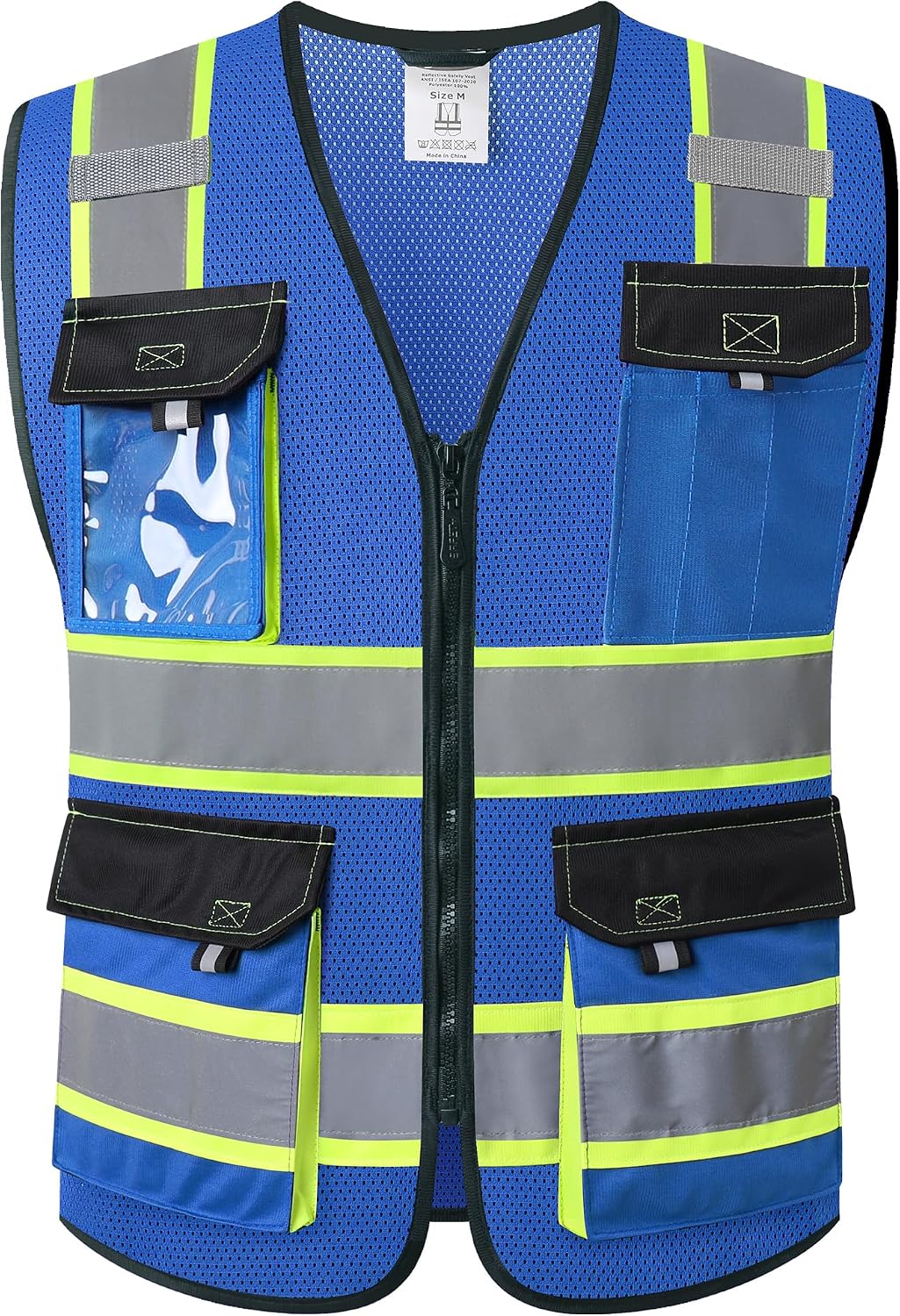 JKSafety Hi Vis Reflective Safety Vests for Men Women High Visibility Vest with Pockets Mesh Fabric Construction Safety Apparel Neon Vest for Work (220-Black L)