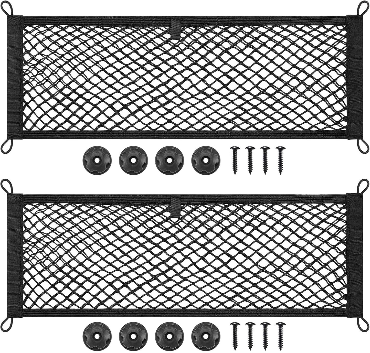 TOBWOLF Universal Mesh Cargo Net With Tape Stickers, 25x40cm / 9.8x15.7in, Elastic Car Storage Net, RV Netting Pocket, Wall Sticker Add-on Pouch Bag for Car Trunk