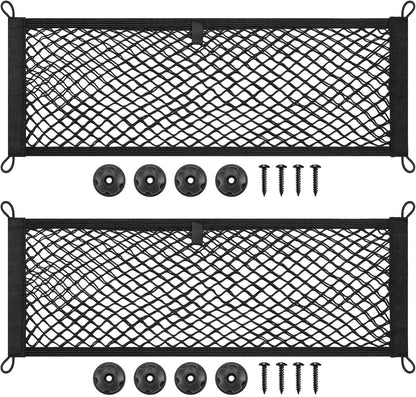 TOBWOLF Universal Mesh Cargo Net With Tape Stickers, 25x40cm / 9.8x15.7in, Elastic Car Storage Net, RV Netting Pocket, Wall Sticker Add-on Pouch Bag for Car Trunk