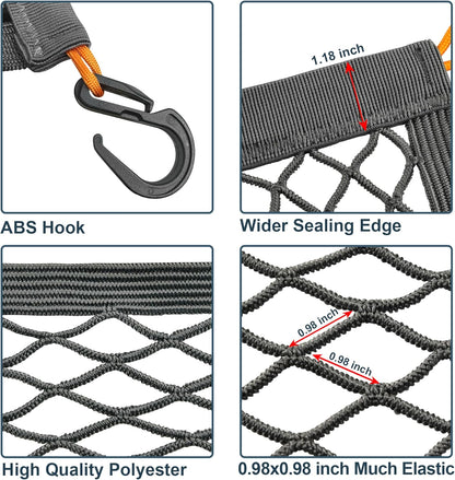 Elastic Cargo Net for SUV, Car Trunk Net Organizer with ABS Hook Storage Mesh Cargo Nets 27.5 x 19.6 Inch for Truck Bed Tailgate Netting Accessories Gray