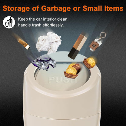 Car Trash Can, 2 Packs Mini Car Trash Bin with Lid, Leakproof Cup Holder Car Garbage Can with 60 Trash Bags, Vehicle Front Back Seat Organizers and Storage for Car, Home, Office, Black