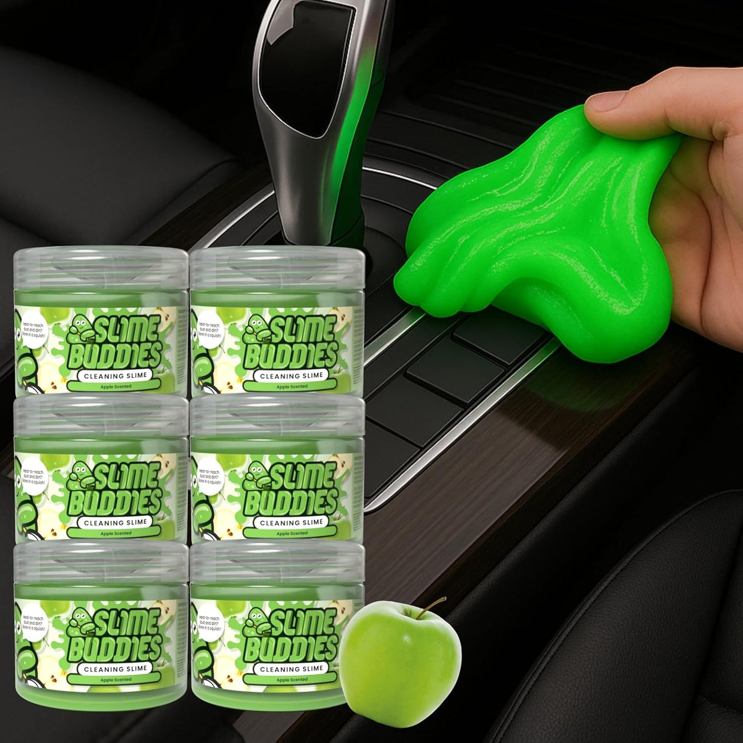 Slime Buddies Car Cleaning Gel Putty - Strawberry Scented Interior Detailing Tool for Cup Holders, Air Vents & Keyboard - Reusable Auto Detailing Accessories - Dust Remover Goop - Gifts for Men Women