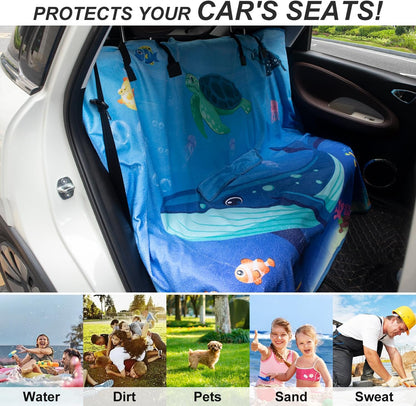 Waterproof Sweating Car Seat Cover for Post Gym Workout, Running, Swimming, Beach and Hiking, Universal Fit Non-Slip Towel Bucket Seat Protector for Cars SUV Trucks, Machine Washable (Grey)