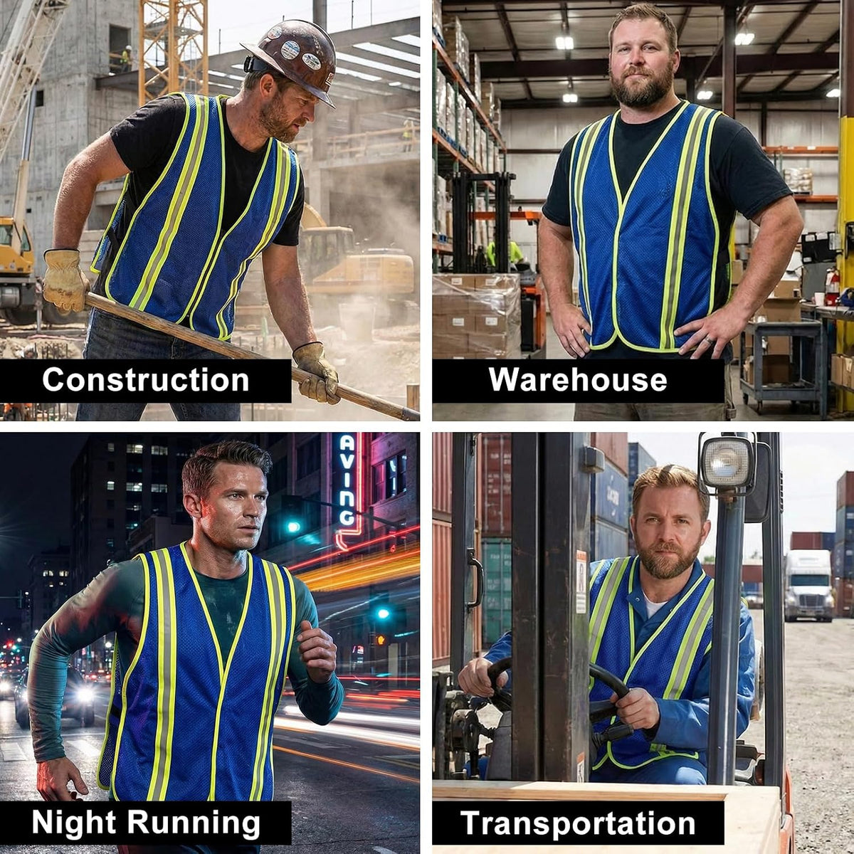High Visibility Reflective Safety Vest for Men Women Class 2 Hi Vis Mesh Fabric Safety Work Jacket with Elastic Band