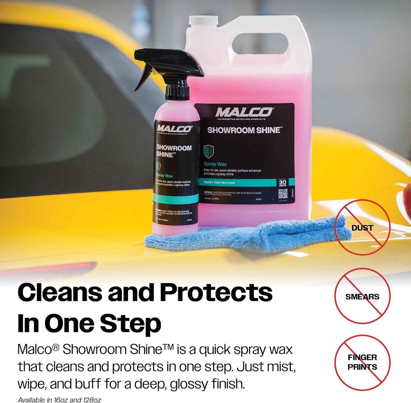 Malco Showroom Shine Spray Car Wax and Instant Detailer - Best Car Wax Spray for Professional Finish/Easy to Use Instant Detailer/Cleans and Waxes Painted Surfaces, Metal and Glass (110401)
