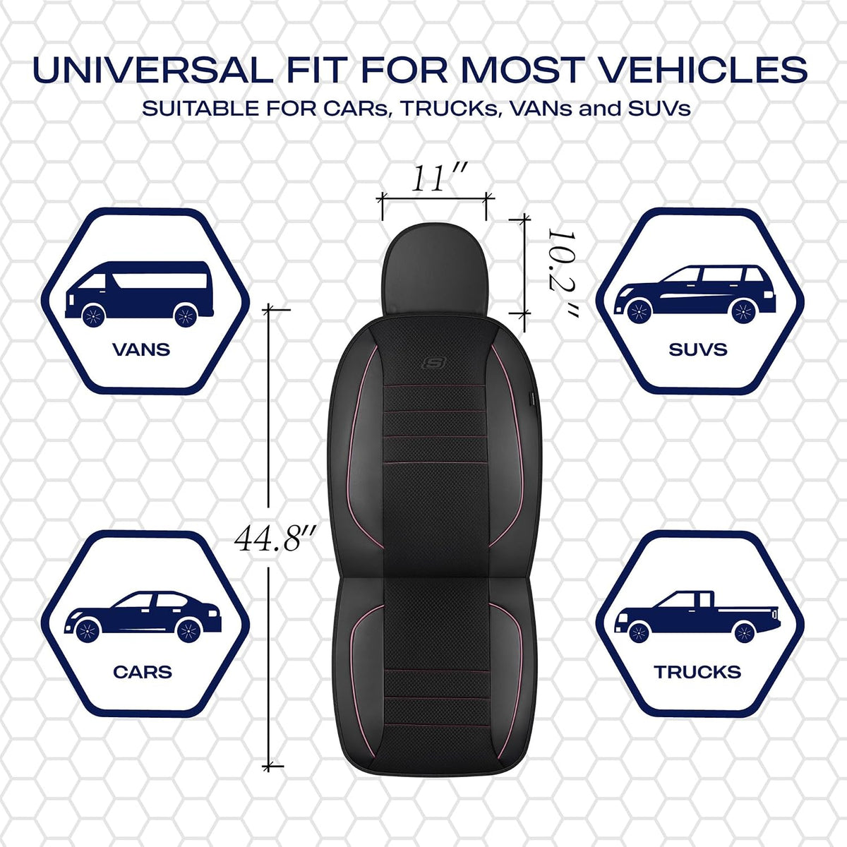Skechers Air-Cooled Memory Foam Seat Covers,Mesh Thick Car Seat Covers,Piping Leather Car Seat Covers Front Seats,Airbag Compatible,Automotive Comfort Universal FitMost Cars,Vans,Truck,SUV,Black