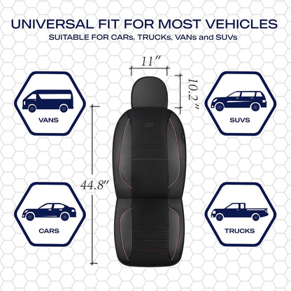 Skechers Air-Cooled Memory Foam Seat Covers,Mesh Thick Car Seat Covers,Piping Leather Car Seat Covers Front Seats,Airbag Compatible,Automotive Comfort Universal FitMost Cars,Vans,Truck,SUV,Black