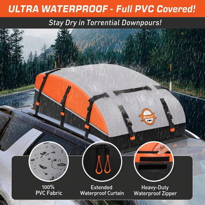 Sailnovo Rooftop Cargo Carrier Bag 21 Cubic, 1000D PVC Waterproof Vehicle Soft-Shell Carrier for Cars with/Without Roof Rack, Car Roof Storage Includes Anti-Slip Mat,10 Reinforced Straps, 6 Door Hooks