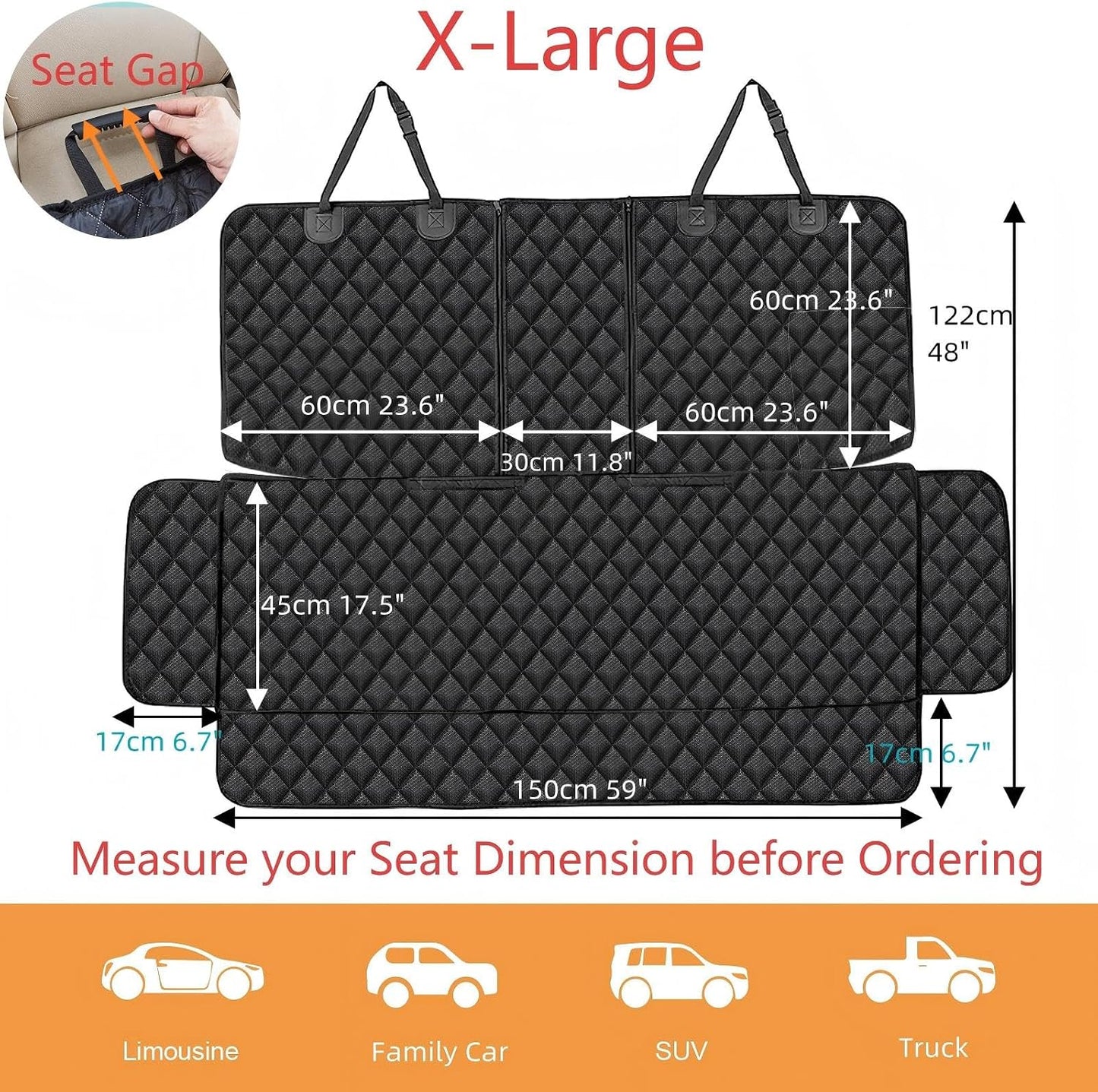 ANOSOSPECIAL Dog Car Seat Cover for Back Seat Cover,Non Stick Fur Rear Seat Protector for Pet,Nonslip Waterproof Durable Universal Fit Interior Backseat Covers for Auto Van SUV