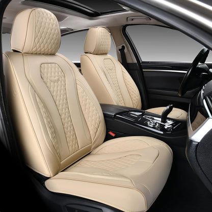 Coverado Seat Covers, Car Seat Covers Full Set, Black Car Seat Cover, Car Seat Covers Front Seats Back Seat Cover, Waterproof Car Seat Cushion, Leather Seat Covers Seat Protector Fit for Most Cars