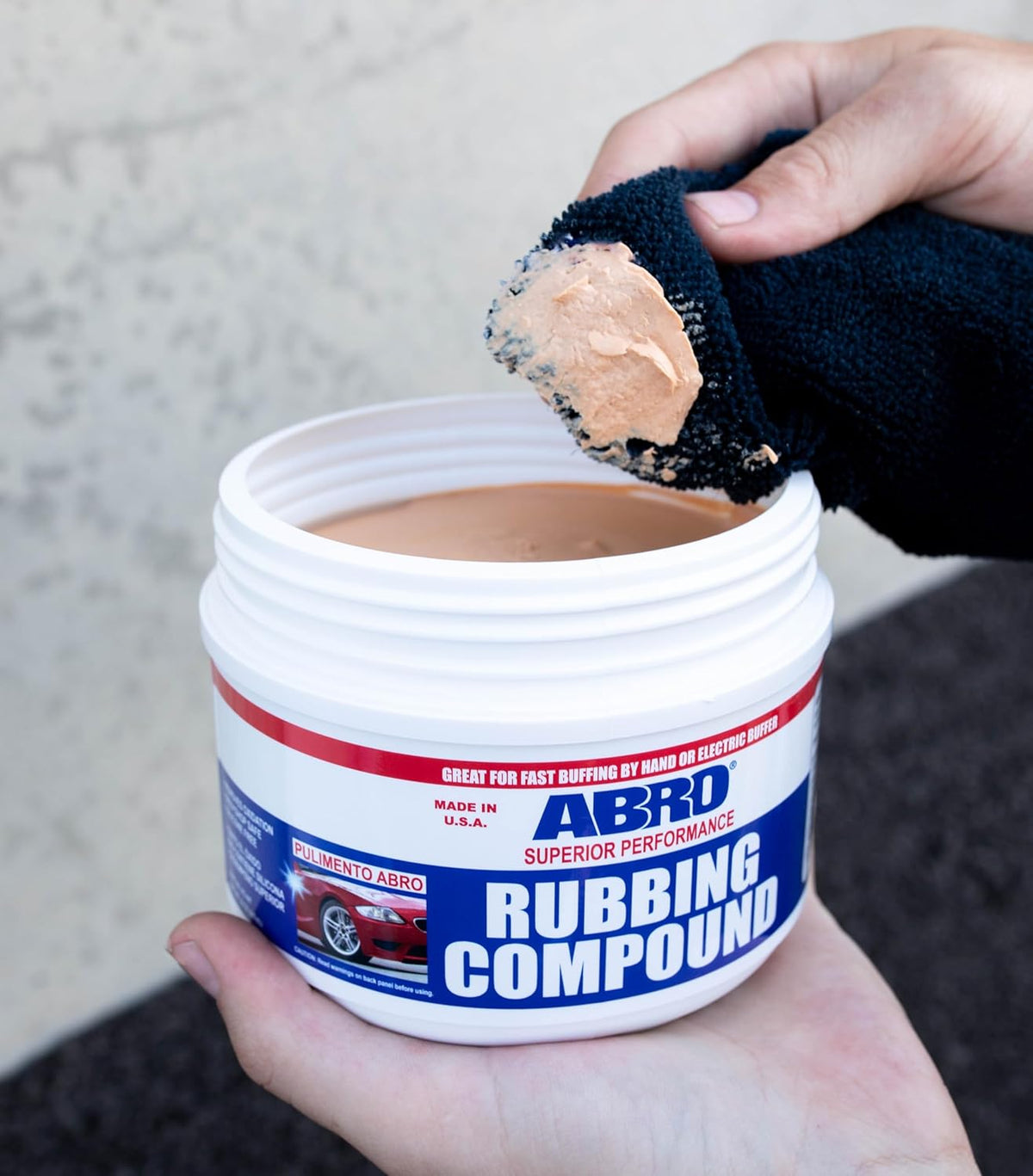 ABRO Polishing Compound 10 oz — Fine Cut Car Polish & Scratch Remover for Vehicles, Oxidized Paint, Swirl Marks, Scuffs, Dull Finish, Buffing & High-Gloss Auto Detailing