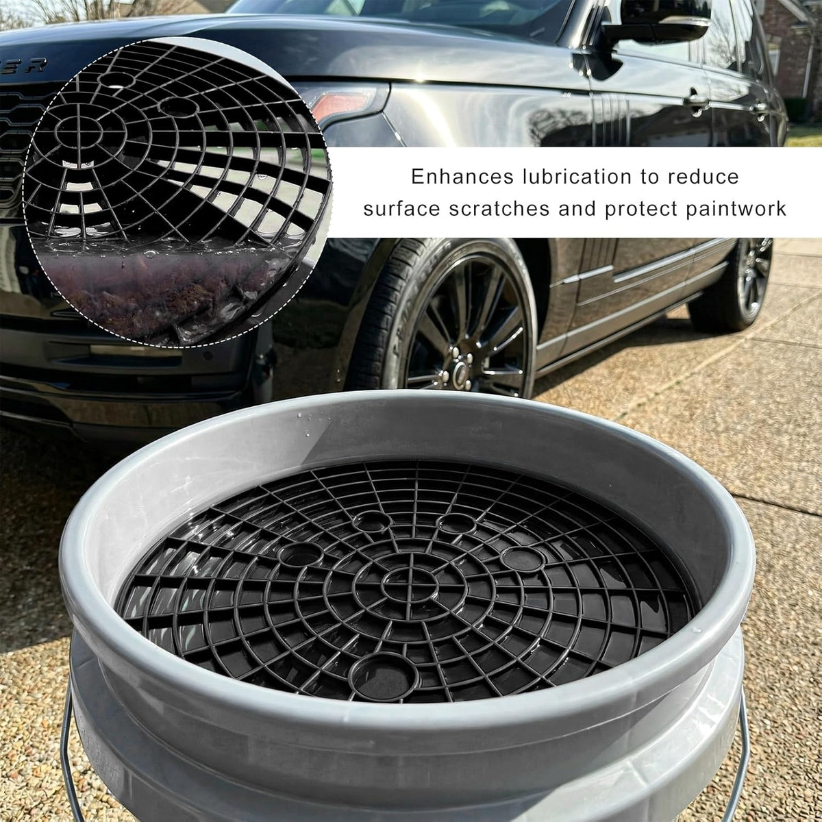 2PCS Car Wash Bucket Insert, Auto Washing Dirt Guard Insert Detailing Cleaning Tool Removes Dirt Debris, Wash Bucket Grit Trap Filter Fits 12 Inch Diameter or 3-5 Gallon Buckets (Black)