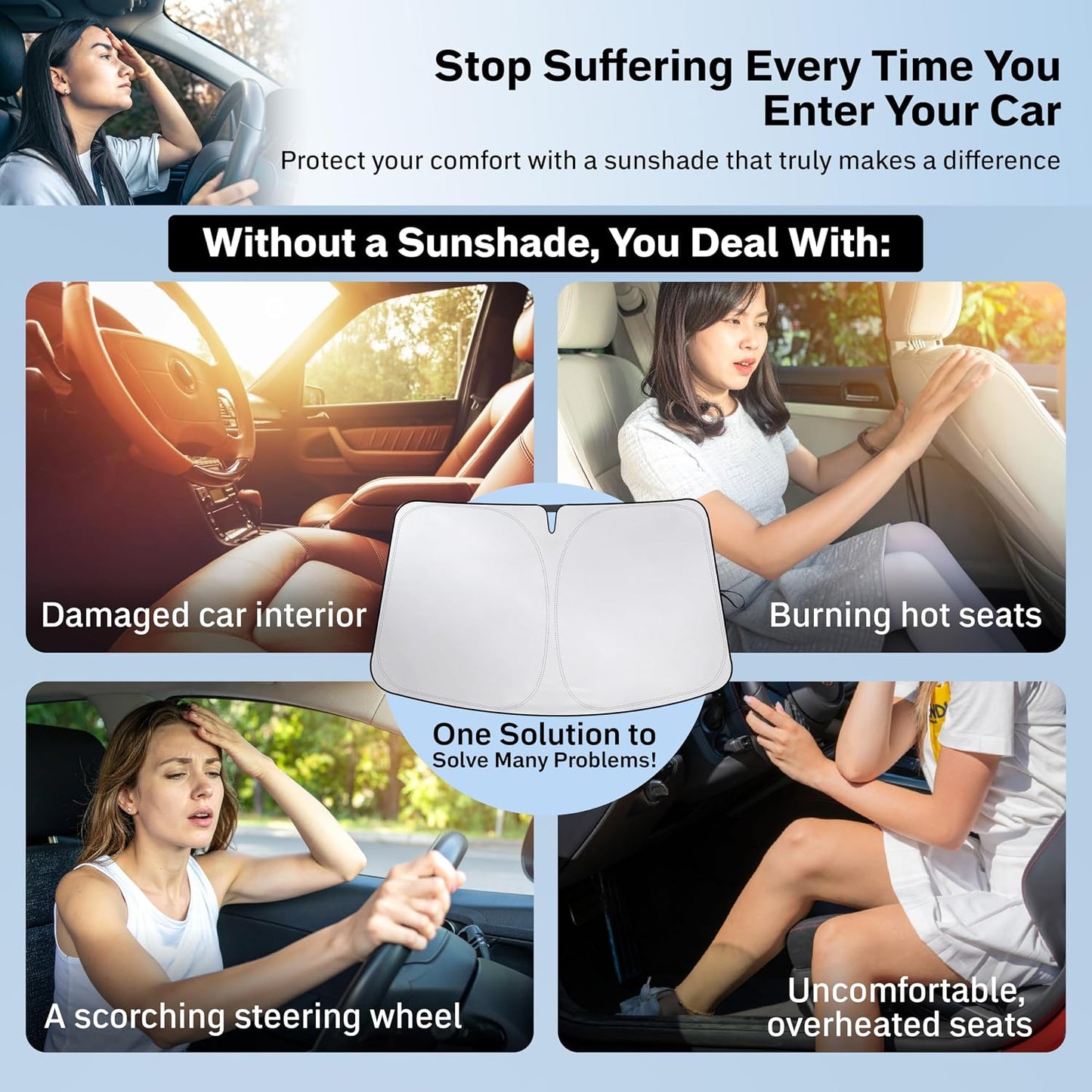 EcoNour Car Windshield Sun Shade | 2025 Upgraded Innovative No-Light-Pass Technology for Maximum Coverage | Foldable Sun Shade Keeps Your Vehicle Cool | Must-Have Car Accessories | Small (59" x 29") - Colors N