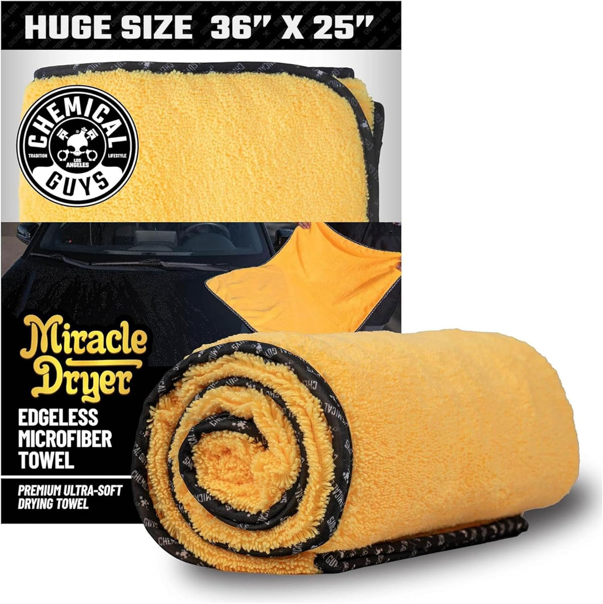 Chemical Guys Professional Grade Premium Microfiber Towels for Cars, Gold, 24" x 16", Ultra-Soft and Scratch-Free Car Detailing Cloths for Trucks, Motorcycles, and More - 6 Pack