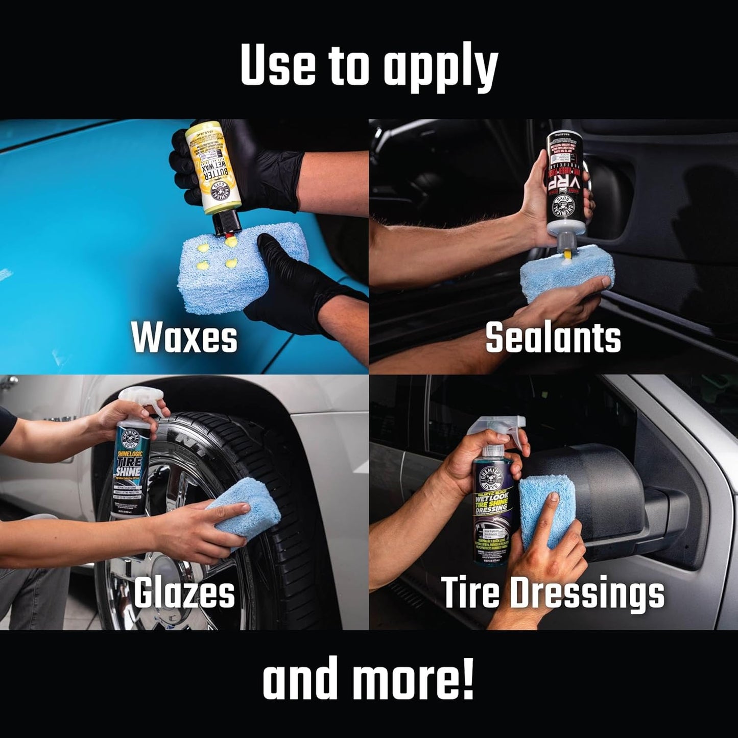 Chemical Guys Premium Grade Microfiber Applicator Pads - Ultra-Soft Foam Core, Safe for Sealants, Tire Dressings, Interior and Exterior Detailing, Car, Truck, SUV, RV, Motorcyle Care, 8 Pack
