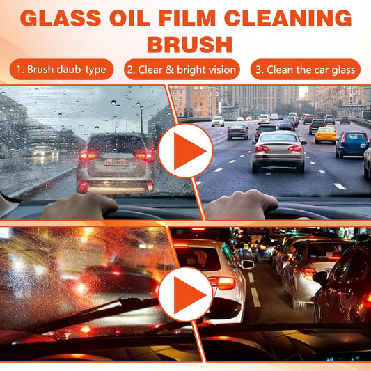 2PCS Glass Emulsion Cleanerr,Glass Oil Film Remover for Car,Roll-On Glass Compound with Cleaning Board,Removes Oil Film & Smudges,Universal Anti-Rain Fog BrushOil Film Remover for Car Windshield(100g)