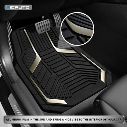 PIC AUTO Heavy Duty Rubber Floor Mats, Purple Aluminum Film Car Mats Set, Front and Rear Car Mats with Anti-Slip Backing, All Weather Protection, Trim-to-Fit for Automotive SUV, Sedan, Van