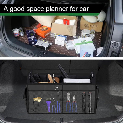 Femuar Car Trunk Organizer with Large Capacity Waterproof Car Accessories for Women & Men, Collapsible Trunk Organizer for Suv/Jeep/Sedan,Tools (Black, Standard)