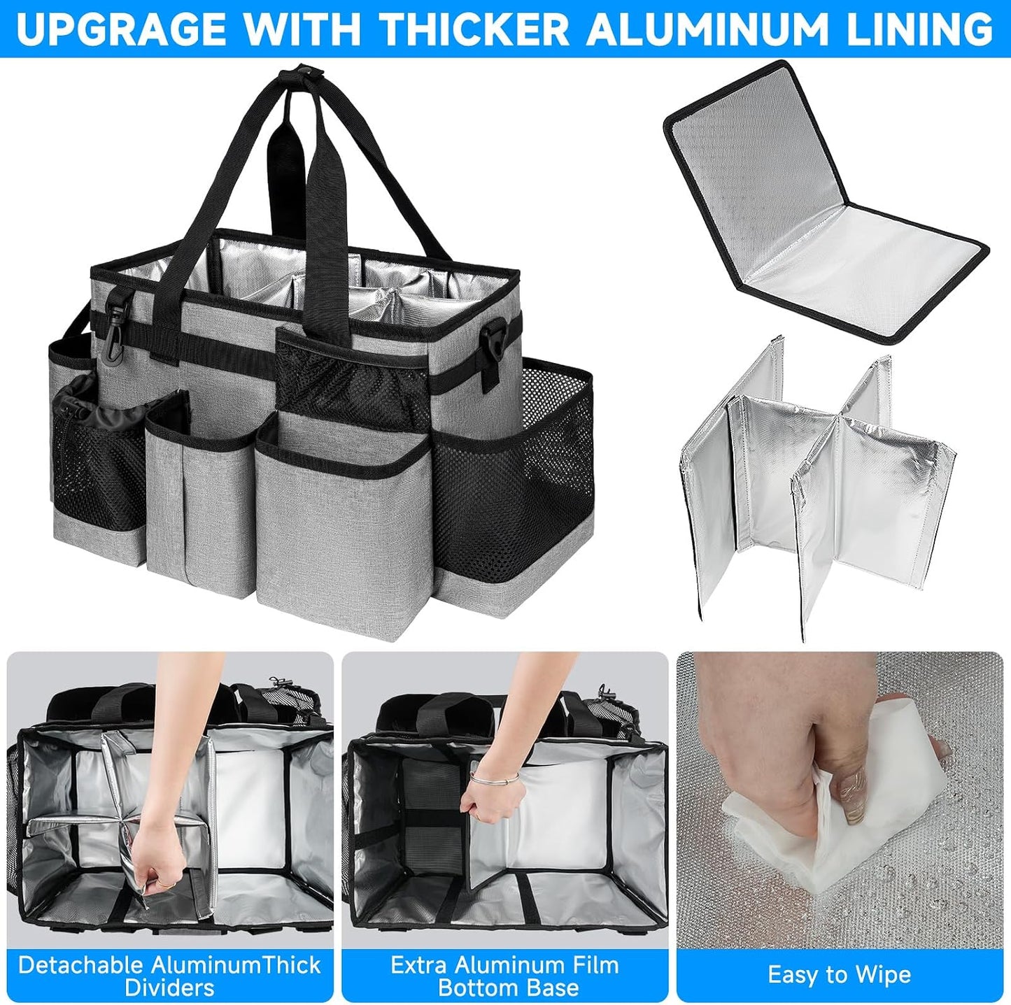 Cleaning Caddy Bag, Cleaning Supplies Organizer for Housekeepers, Housekeeping Caddy with Handle and Detachable Padded Cushion, Black