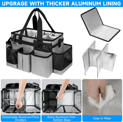 Cleaning Caddy Bag, Cleaning Supplies Organizer for Housekeepers, Housekeeping Caddy with Handle and Detachable Padded Cushion, Black