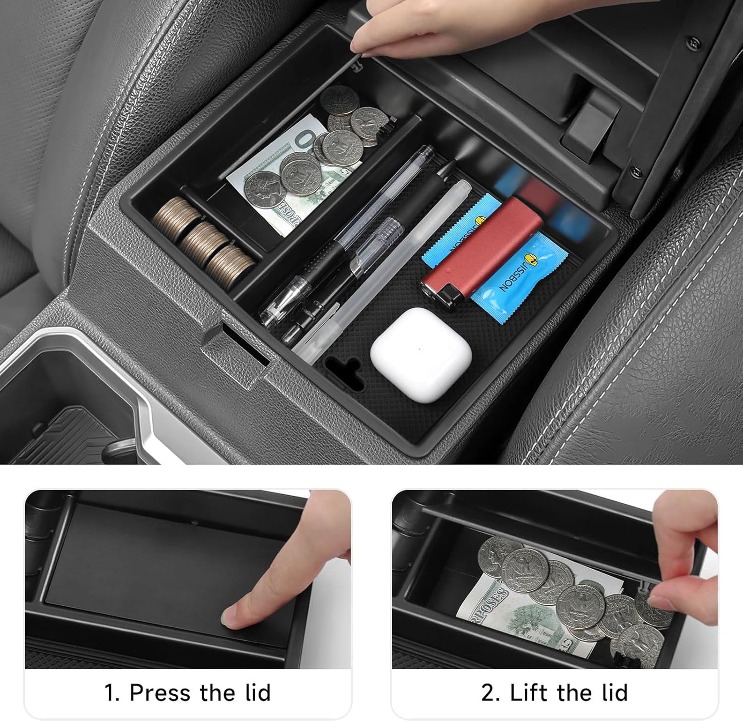 Glove Box Dividers Organizer Compatible with Toyota 2016-2020 2021 2022 2023 Tacoma Accessories Black ABS Material Center Console Organizer