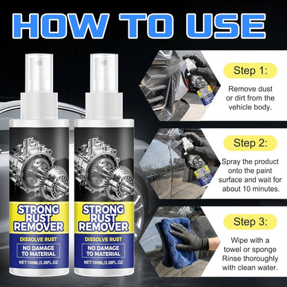 2pcs Rust Remover Spray for Metal, Upgrade Rust Remover Spray for Metal, Multipurpose Rust Stain Remover, Heavy Duty Metal Cleaner for Vehicles, Tools, Cars, Chains, Iron Out Rust Remover Spray