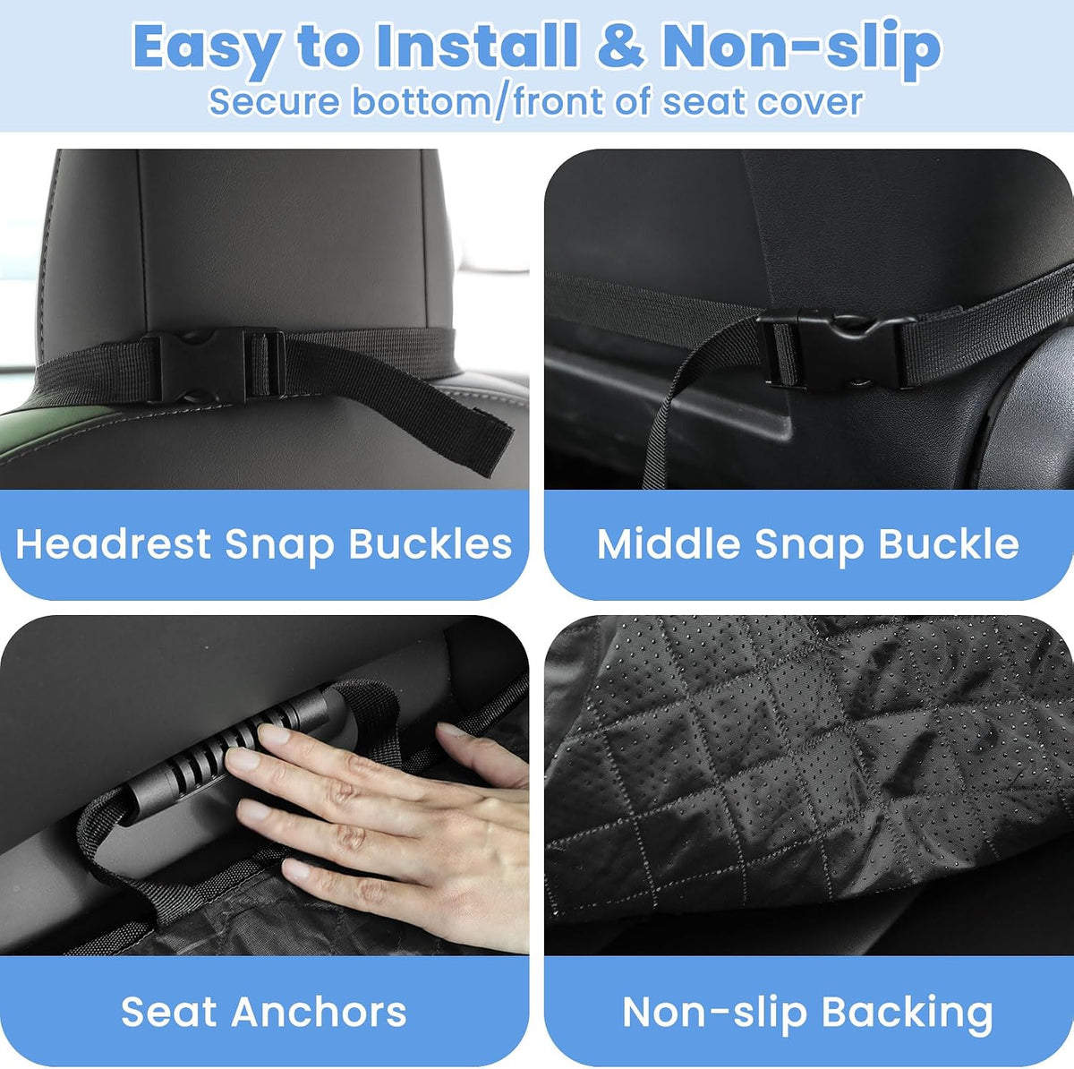 ELONGRIVER Dog Car Seat Covers, Waterproof Front Seat Cover for Dogs, Scratch-Proof, Nonslip Pet Passenger Seat Cover Protector, Universal Fit for Cars Trucks SUVs, Standard Size, Black