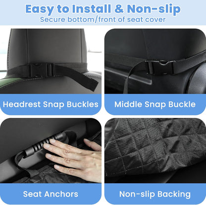 ELONGRIVER Dog Car Seat Covers, Waterproof Front Seat Cover for Dogs, Scratch-Proof, Nonslip Pet Passenger Seat Cover Protector, Universal Fit for Cars Trucks SUVs, Standard Size, Black