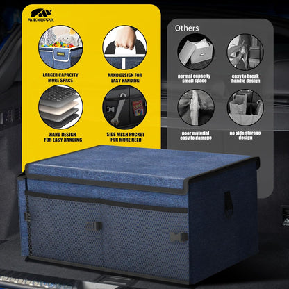 MIKKUPPA Car Trunk Organizer - 65L Collapsible Trunk Organizer with Lid, Sturdy Car Storage for SUV Auto Truck Van with Adjustable Straps and Non Slip Bottom (Black)