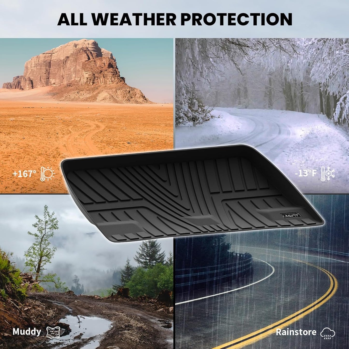 LASFIT Cargo Liner for Honda CR-V 2026 2025 2024 2023 (Gasoline & Hybrid & e:FCEV) All Weather TPE Car Trunk Mat (Upper Position), Cargo Only Black