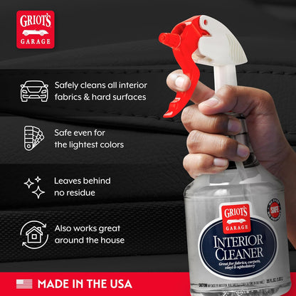 Griot's Garage Interior Cleaner Spray for Car Seats, Carpet, Upholstery Fabric, Floor Mat, Vinyl, Dashboard, Ideal for Truck, SUV, RV, Boat, and More, 10956, 22 Fl Oz