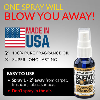 Scent Bomb Air Freshener Spray, Long-Lasting Odor Eliminator - Effective Deodorizer for Home & Car, Fresh Room Spray for Kitchen, Bathroom & Smell Neutralizer - 1 oz Pack of 4, Black Cherry Scent