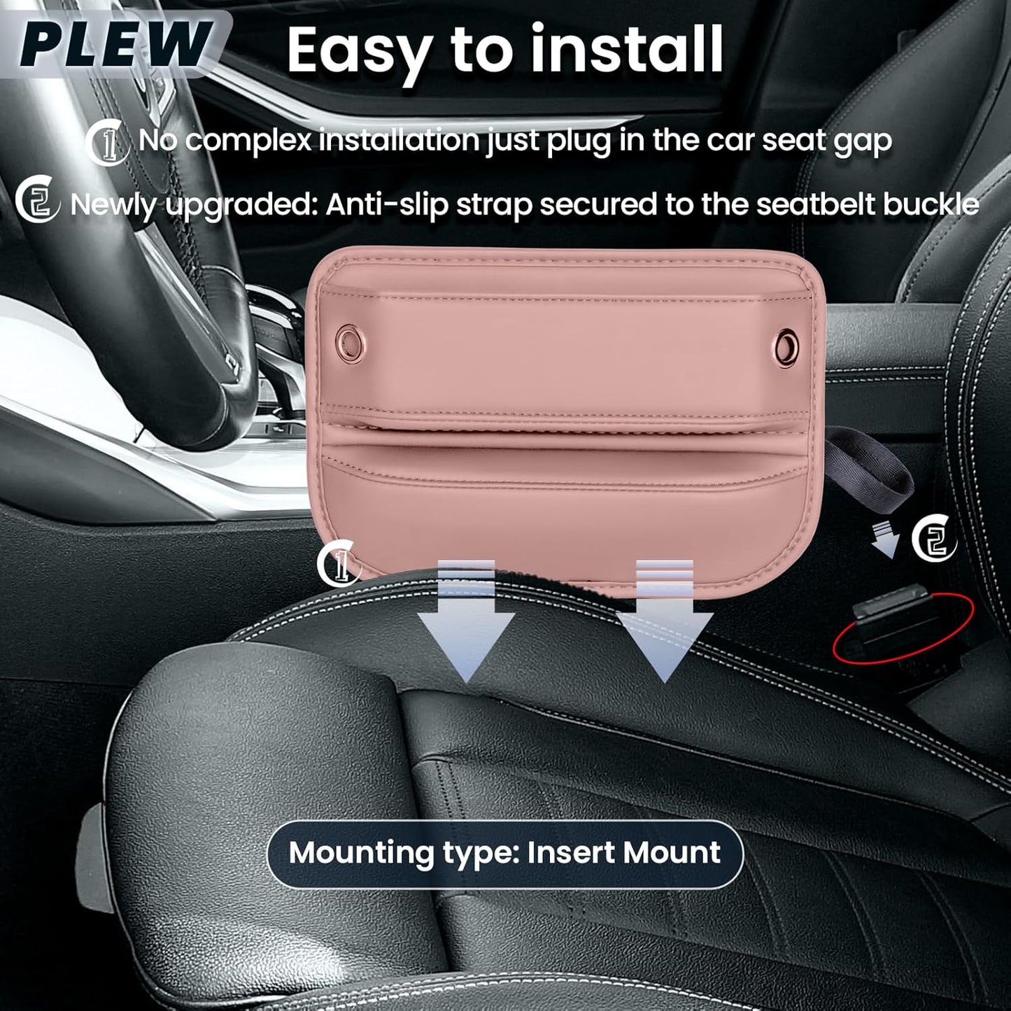 Anti-Drop Car Seat Gap Filler Organizer, Premium Leather Console Organizer, Easy Access to Phone/Keys, Universal Fit for Car SUV Truck Multi-Purpose Essentials Organizer(2PC)
