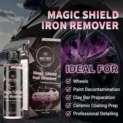 Magic Shield Iron Remover Spray for Cars 16oz - pH-Neutral Iron and Fallout Remover for Car, Motorcycle, RV & Boat | 5-Minute Reaction, Effective on Wheels & Paint | All-In-One Solution