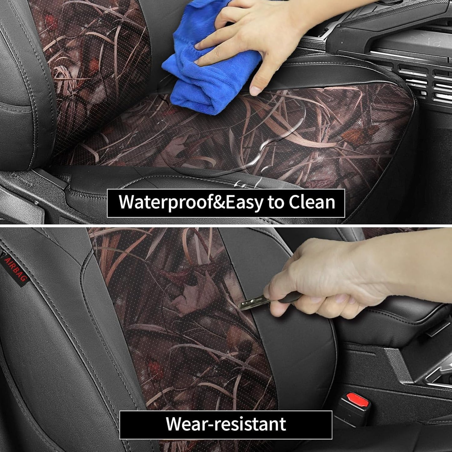 EKR Tacoma Car Seat Covers Custom Fit for Toyota Tacoma (Petrol) 2024 2025 2026 DoubleCab/CrewCab SR/SR5/TRD Sport/TRD Off-Road/Limited -Truck Seat Covers Full Set,Faux Leather(Black)