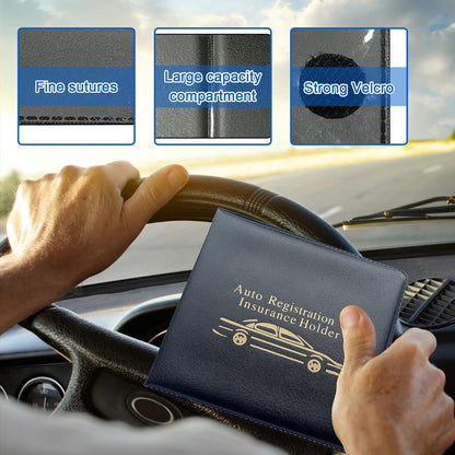 Ziciner Car Registration Insurance Holder, 2Pack Essential Auto Card Document Glove Box Organizer with Touch Fastener, Vehicle Interior Accessories Perfect for Most Car, Truck, SUV (Red/Small Car)