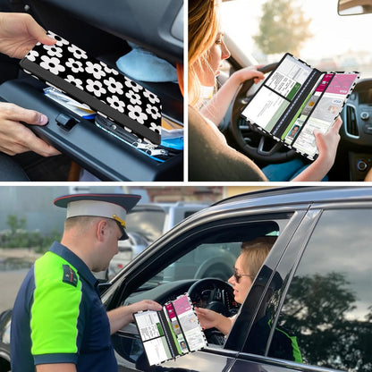 Car Registration and Insurance Holder, Auto Truck Document Holder with Magnetic Shut, Vehicle Glove Box Car Organizer, Interior Car Accessories for Women Men (Bow)