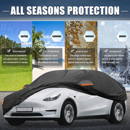 X AUTOHAUX Car Cover for Honda Civic Sedan/Coupe 210D-PU Outdoor Full Car Cover All Weather with Door Zipper for Waterproof Windproof Sun Rain Snow Protection