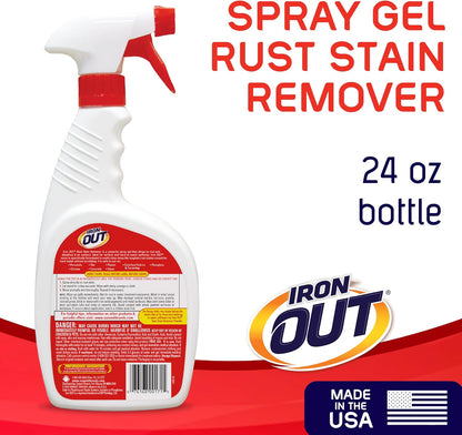 Iron OUT Rust Stain Remover Spray Gel, Remove Rust Stains in Bathrooms, Kitchens, Laundry, and Outdoors, Made in the USA, 24 Ounces