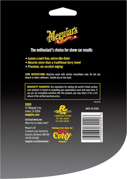 Meguiar's Supreme Shine Microfiber Towels for Cars, Ultra-Plush Car Microfiber Towel Set for Quickly Removing Product Without Leaving Swirls on Paint, Glass, Plastic, or Chrome