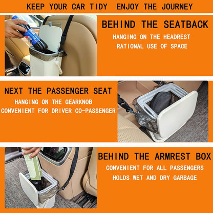 Leakproof Car Trash Can with Lid, Hanging Garbage Bin for Sedan SUV Truck | Leakproof lining, lid blocks odors; hangs off headrest—easy to empty & wipe clean,Easy to Use